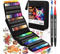 POWLYB Feutres Coloriage Adulte, 120 Couleurs Aquamarker Feutre Set, Feutre Double Pointe Aquarelle Enfant Pour Dessin, Marqueur Acrylique Pour Dessin, Croquis, Livre de Coloriage