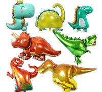 Powmag Ballon Dinosaure, 7 Pièces Ballons Dinosaures en Aluminium, Ensemble de Décoration d'Anniversaire XXL Dino, Ballons à l'Hélium Dinosaure Triceratops, Jurassic World Dinosaure Jungle Style Fête