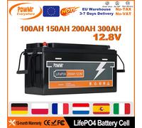 PowMr 100AH 150AH 200AH 300AH 12.8V Lifepo4 Battery Lithium Ion With BMS for RV EV Camping Long Life More Than 4000+ Cycle Time 100AH 12.8V-Mini