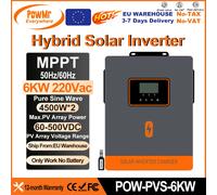 PowMr 6KW Hybrid Solar Invertes Pure Sine Wave 220V Dual PV Max 450VDC Solar Panel With WIFI Work No Battery for Water Pump 6KW Sans WIFI