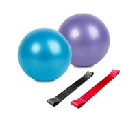 Pownert Ballon de Pilates 22cm avec Ceinture Élastique, Ballon de Grossesse, Ballon de Yoga, Idéal pour Yoga, Exercices, Kinésithérapie, Entraînement du Tronc, Force, Équilibre et Stabilité