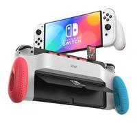 POWNEW Étui compatible avec Nintendo Switch et OLED, poignées ergonomiques avec 5 emplacements de jeu pour Nintendo Switch OLED et modèle régulier