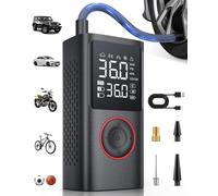 Powools Gonfleur Pneus Voiture Sans Fil - Compresseur à Air Portatif 150 PSI avec Arrêt Automatique & Lumière LED, Pompe à Vélo Électrique pour Voiture, Moto, Vélo, Ballon, 8.90 X 4.75 X 13.79 CM