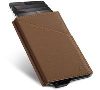 POWR Porte-Cartes avec Blocage RFID, Portefeuille Fin et Protecteur de Carte de crédit sans Contact, Cuir Marron, Minimaliste