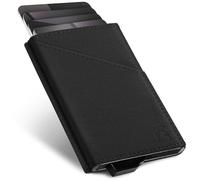 POWR Porte-Cartes avec Blocage RFID, Portefeuille Fin et Protecteur de Carte de crédit sans Contact, Cuir Noir, Minimaliste