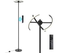 POWROL Lampadaire 160 cm Pivotant à 3 Vitesses Lampe sur Pied Base Lestée 3 Couleurs Lampadaire LED Design Sphérique Noir avec Interrupteur au Pied Facile à Contrôler Lampadaire sur Pied Salon
