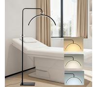 POWROL Lampadaire Incurvé Demi Lune sur Pied LED Tête Réglable 360° Intensité Variable et Hauteur Réglable 3 Couleurs pour Beauté Extension des Cils et Éclairage Quotidien Salon