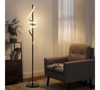 POWROL Lampadaire sur pied Salon LED Dimmable Moderne Lampe sur pied avec Télécommande et Pédale48W 3 Températures de Couleur Lampadaire Pour Salon Chambre Bureau Noir 165CM