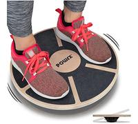 POWRX Planche d'équilibre en bois POWRX (Ø 39 cm) - Planche proprioceptive idéale pour les exercices d'équilibre, de force et de coordination - Surface antidérapante