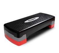 POWRX Step Aerobic (68 x 28,5 cm) - Stepper de Fitness idéal pour Les Exercices à Domicile - Hauteur réglable et Surface antidérapante (Noir/Rouge)