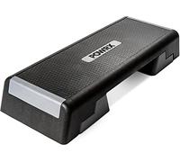 POWRX Step Aerobics Professional Fitness (89 x 34 cm) - Stepper d'entraînement à domicile ou en salle de sport - Hauteur réglable et surface antidérapante (Noir)