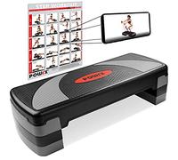POWRX Step fitness/aérobic XL (80 x 30 cm) - Idéal pour les exercices à la maison et au gymnase - Hauteur ajustable et surface antidérapante