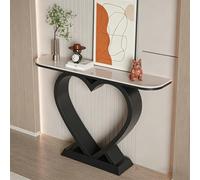 POWRZZZY Console Demi-Lune pour Entrée,Table d'appoint pour Canapé à Piètement en Forme de Cœur,Gain de Place pour Couloir Hall Salon et Vestibule(Nero,100x30x80cm)