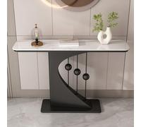 POWRZZZY Console Meuble Entrée Moderne Table Console Industrielle Table de Couloir avec Bureau en Imitation Marbre pour Entrée Chambre Salon(Nero,100x30x80cm)