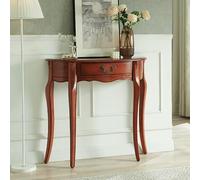 POWRZZZY Console Moderne en Demi-Lune,Table d'entrée Vintage en Bois Massif,avec Façade de Tiroir Cannelée,Grand Espace de Rangement,pour Couloir ou Hall d'entrée(70x30x85cm/27.56x11.81x33.5in)