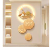 POWRZZZY Horloge Murale 3D avec Éclairage LED Horloge Décorative Multifonctionnelle Affichage de la Température de la Date et du Jour de la Semaine pour Le Salon ou Le Couloir(Orange,50x84cm)