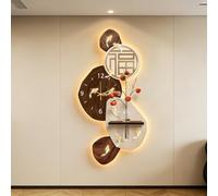 POWRZZZY Horloge Murale Silencieuse et Décorative,Creative Grande Horloge Murale de Salon,avec Mécanisme Silencieux et Chiffres Bien Visibles,pour la Cuisine Le Bureau(Brown,50x100cm/19.69x39.37in)