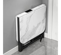 POWRZZZY Table de Salle à Manger Pliante avec Cadre en Métal Moderne et Table de Cuisine Extensible Table à Manger Pliante Forme Carrée Design Compact pour Cuisine Salon(120x60x75cm/47.2x23.6x29.5in)