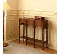 POWRZZZY Table Étroite pour Entrée,Console Meuble Entrée Moderne,Longue Table d'appoint Derrière Le Canapé,Grand Espace de Rangement,pour l'entrée ou Le Salon(Walnut,100x32x90cm)