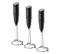 POWSAF Mousseur à Lait, Fouet Électrique avec Support, Emulsionneur à Lait, 13000 Tr/min, Fouet Mini Mixeur pour Café, Latte, Cappuccino, Matcha, Noir (Lot de 3)