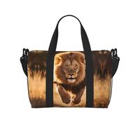 Powzjzw Sac de sport de course à pied Lion d'Amérique du Nord pour femme Sac fourre-tout pour femme Sac d'hôpital pour travail et livraison de nuit, Noir , Taille unique