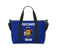 Powzjzw Sac de voyage avec drapeau de l'État du Wisconsin pour le week-end, sacs de main-d'œuvre pour femmes, sacs d'hôpital pour le travail et l'accouchement, sac à bagages, noir, Talla única