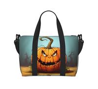 Powzjzw Sac de voyage en colère avec images de citrouille en colère, sac fourre-tout pour femme, sacs d'hôpital pour le travail et la livraison, Noir , Taille unique