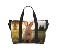 Powzjzw Sac de voyage en forme de lapin à oreilles blanches pour femme Sac fourre-tout pour le travail et la livraison, Noir , Taille unique