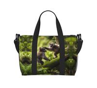 Powzjzw Sac de voyage pour femme Motif combat de singes Sac fourre-tout pour femme Sac d'hôpital pour le travail et la livraison, Noir , Taille unique
