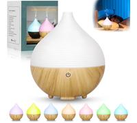 POWZOO Diffuseur d'arômes, 160 ML, Petit diffuseur d'aromathérapie à ultrasons pour huiles essentielles, diffuseur de Grain de Bois, arrêt Automatique lorsqu'il n'y a Pas d'eau, 7 Couleurs LED, pour