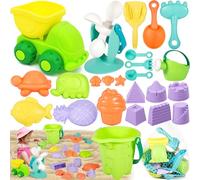 POWZOO Jouet de Plage,24PCS Jouet Plage Enfant,avec Seau Plage,Pelles,Râteaux,Arrosoir.Pelle Outil de Sable Kits,Jouets de Sable Ensemble,Moules à Sable Jouets pour Enfants Intérieur ou Extérieur.