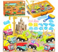 POWZOO Kit Construction Enfant 9 Voitures,1kg Sable Magique,Grue,Outils