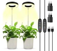 POWZOO Lampe pour Plante,Lampe de Croissance LED à Spectre Complet,9 Luminosité,Rotatif à 180°& avec Minuterie 3/9/12H,Réglable en Hauteur Lampe de culture,pour Petites Plantes.(2PCS)