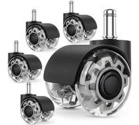 POWZOO Lot de 5 Roulettes Chaise de Bureau,11 x 22 mm Roulette Chaise Bureau,Rotation à 360 Degrés Sans Rayures,Pour sols durs,parquet, tapis, stratifié, pas besoin de tapis de protection de sol.