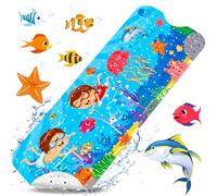 POWZOO Tapis de Bain Bébé,Douche Antiderapant pour Enfants,Tapis Douche Antidérapant,100 x 40 cm Tapis de Bain Antidérapant avec 200 Ventouse,Tapis de Douche avec de Dessin Animé d'animaux Marins