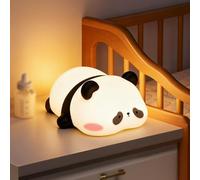 POWZOO Veilleuse Panda Led RéGlable,Lampe De Nuit Tactile En Silicome Doux Pour BéBéS - 3 Modes De LumièRe Chaude+Minuterie 30 Min,Veilleuse Enfant, IdéAle Pour Chambre D'Enfant Et Cadeau
