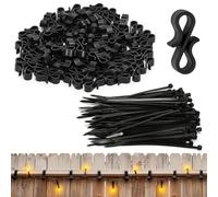 POXIAOER Lot de 100 crochets de gouttière pour éclairage extérieur, 100 clips de gouttière et 100 serre-câbles, mini crochets en S en plastique pour accrocher des guirlandes lumineuses, des lumières