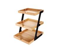 POXTOMF Support à Gâteaux et à Pain - Trois Couches - Support de Stockage de Fruits et de Collations - Décoration de la Maison - Présentoir de Magasin - Support en Bois - Plateau de Grande Capacité