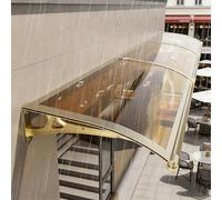Poxvythb Auvent de Porte d’Entrée 100 x90 cm,Auvent De Porte D'entrée Extérieure avec Cadre PP et Embouts Aluminium, Protection Contre Pluie, Neige et UV pour Porte, Fenêtre ou Terrasse
