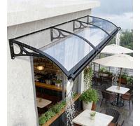Poxvythb Auvent de Porte d’Entrée 100x210 cm,Auvent De Porte D'entrée Extérieure avec Cadre PP et Embouts Aluminium, Protection Contre Pluie, Neige et UV pour Porte, Fenêtre ou Terrasse