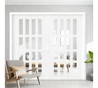 Poxvythb Porte Coulissante Intérieure Pliable 80in, Porte Accordéon d'Intérieur, Porte à Soufflet Coulissante pour Salle de Bain et Chambre à Coucher, Idéale pour Buanderie et Cuisine WXH:170x203cm