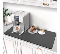 PoYang Tapis de bar à café pour comptoirs, masquer les taches, 43,2 x 78,7 cm, grand tapis de bar à café pour comptoir, tapis de machine à café découpable avec fond en caoutchouc antidérapant (gris)