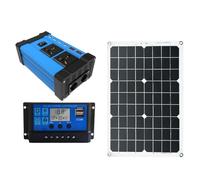 POYHKFD Kit de système d'énergie solaire avec onduleur de courant de 500 W, onduleur de 12 V à 110 V avec contrôleur de charge 30 A 12 V 24 V et panneau solaire 18 W 18 V, contrôleur de charge solaire