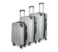 POYHKFD Lot de 3 Valises en ABS avec Serrure à Combinaison, Valise avec 4 Roues Rotatives à 360°, Set de 3 Pièces Trolley Valise Grande Valise Luggage Set, 55cm + 62.5cm + 71.5cm (Gris)