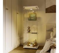 POYHKFD Vitrines à 3 Niveaux, vitrines, vitrines en Verre, vitrines de Collection, vitrines avec Portes et serrures de sécurité, vitrines en Verre Transparent (Blanc, 3 Couches avec lumières)