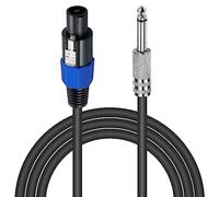 Poyiccot Câble adaptateur Speakon vers 6,35 mm, professionnel Speakon vers TS 6,35 mm pour prise audio de calibre 18 AWG, connexion d'amplificateur DJ, câble robuste avec verrou torsadé, 1,8 m