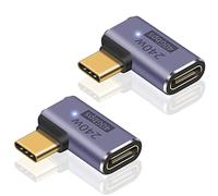 Poyiccot Lot de 2 adaptateurs USB C à angle droit PD 240 W, adaptateur USB C à angle droit 40 Gbit/s, adaptateur USB C mâle vers femelle USB C en forme de L avec vidéo 8K @ 60 Hz pour iPad, MacBook, Thunderbolt 4/3, Thunderbolt 4/3