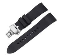 POYNMRE 20 21 22 23 24mm Quick Release FKM Rubber Watch Band Compatible With Casio Sport Silicone Strap Bracelet(Black silver,22mm)