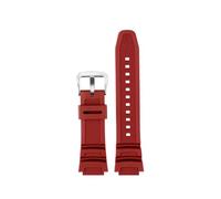 POYNMRE Bracelet convexe en silicone compatible avec Casio SGW-300/400/500 AQ-S810 AE-1200/1000W W-800H/W-218H Bracelet de montre étanche(Red-silver buckle)