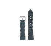 POYNMRE Bracelet de montre Arc Crazy Horse en cuir véritable, compatible avec Rolex Black Green Water Ghost Omega Tissot, bracelet incurvé vache, 20/22 m(Blue beige sk pin,Width 22mm)